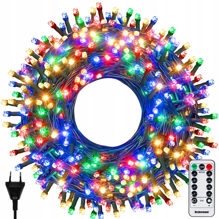 LAMPKI CHOINKOWE ŚWIĄTECZNE ZEWNĘTRZNE WEWNĘTRZNE IP44 MULTIKOLOR 500 LED