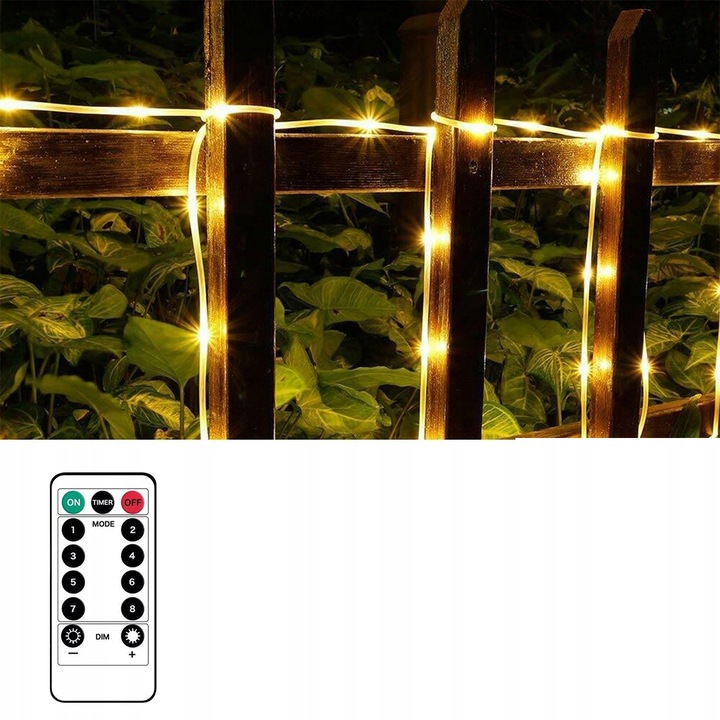 WĄŻ LED ŚWIETLNY 10 METRÓW 100 LED CIEPŁA BARWA TIMER