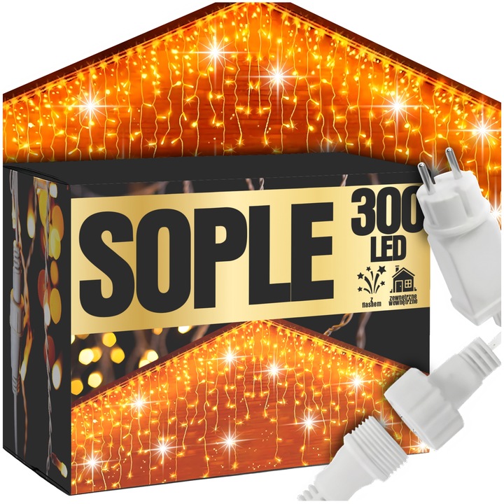 SOPLE LAMPKI CHOINKOWE 300 LED 14,5 M ZEWNĘTRZNE ŚWIĄTECZNE ŚWIATEŁKA FLASH