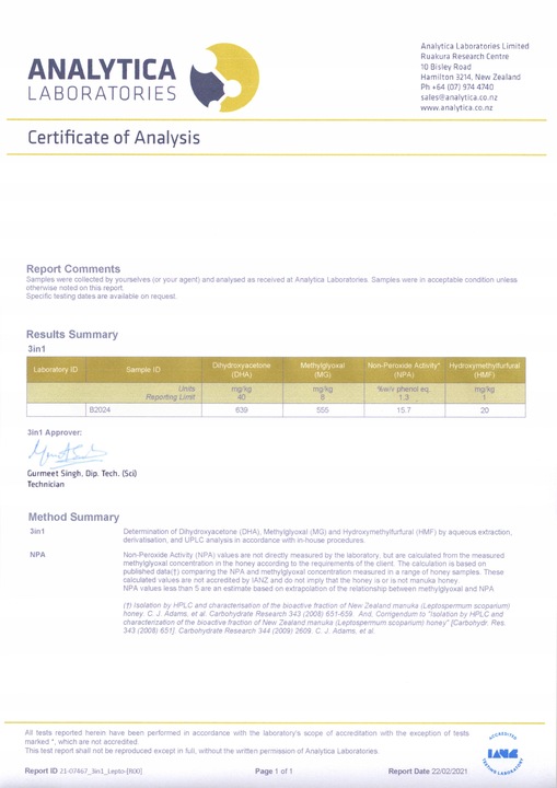 MIÓD MANUKA MGO 550+ 500 g HECADI
