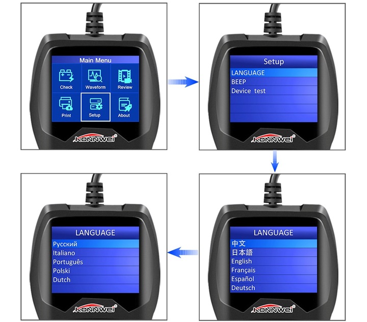 TESTER DO BATERII AKUMULATORÓW 12V Konnwei KW600