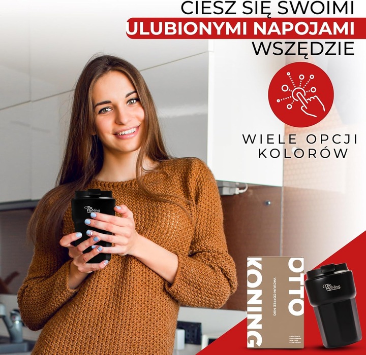 Kubek termiczny Otto Koning 350ml stalowy czarny do kawy i podróży