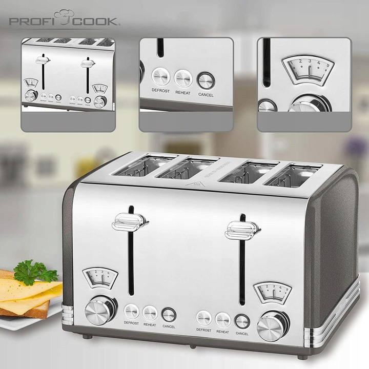 TOSTER NA 4 KROMKI PROFICOOK PC-TA ANTRACYT