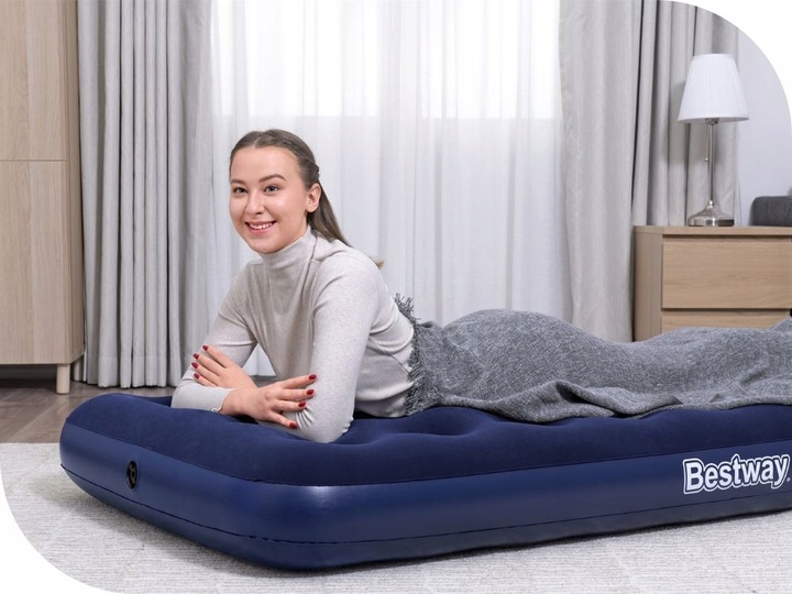 Materac Dmuchany Welurowy Jednoosobowy Łóżko Bestway 67001 188x99 MODEL2025
