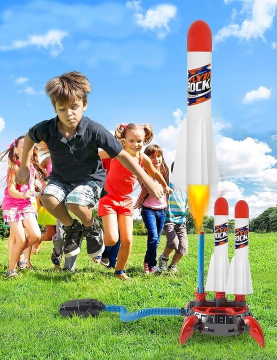 Katapulta Wyrzutnia Rakiet Piankowych z Pompką Potrójna Na Dzień Dziecka
