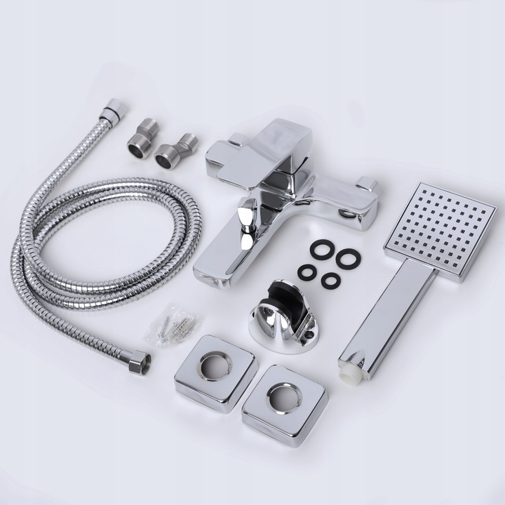 Bateria wannowa z prysznicem ścienna chrom srebrna kran do wanny YOKA HOME