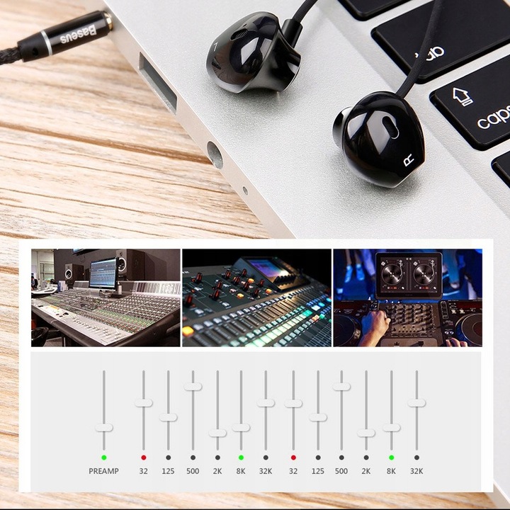 BASEUS PRZEWODOWE SŁUCHAWKI DOUSZNE MINI JACK 3,5MM Z MIKROFONEM I PILOTEM