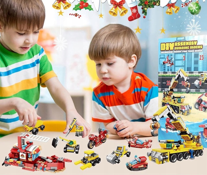 KALENDARZ ADWENTOWY DLA DZIECI KLOCKI STRAŻ POŻARNA POJAZDY PREZENT MIKOŁAJ