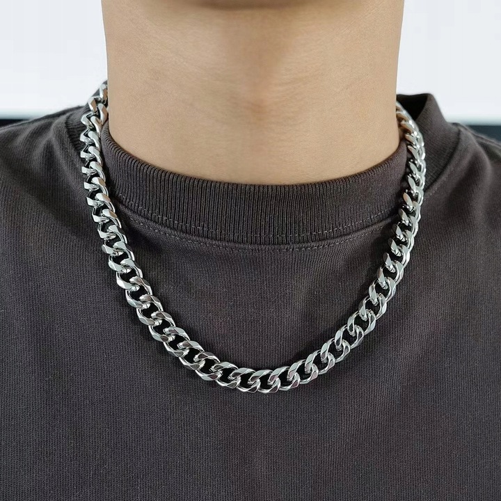 GRUBY Łańcuszek Męski Srebrny ŁAŃCUCH Pancerka Naszyjnik SZEROKI 10MM