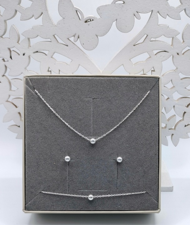 KOMPLET SREBRNY 3W1 ANKIER I KULKA 4MM KULECZKI SREBRO 925