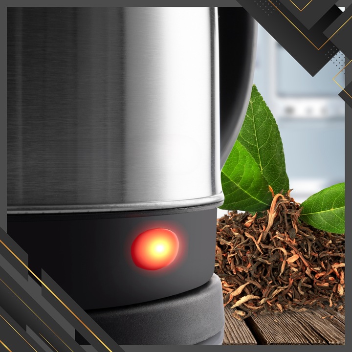 CZAJNIK ELEKTRYCZNY BEZPRZEWODOWY STALOWY DUŻY MOCNY SREBRNY 2200 W 1,8 L