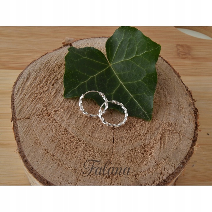 Małe modne kolczyki srebrne skręcane koła kręcone twisted 1,5 cm