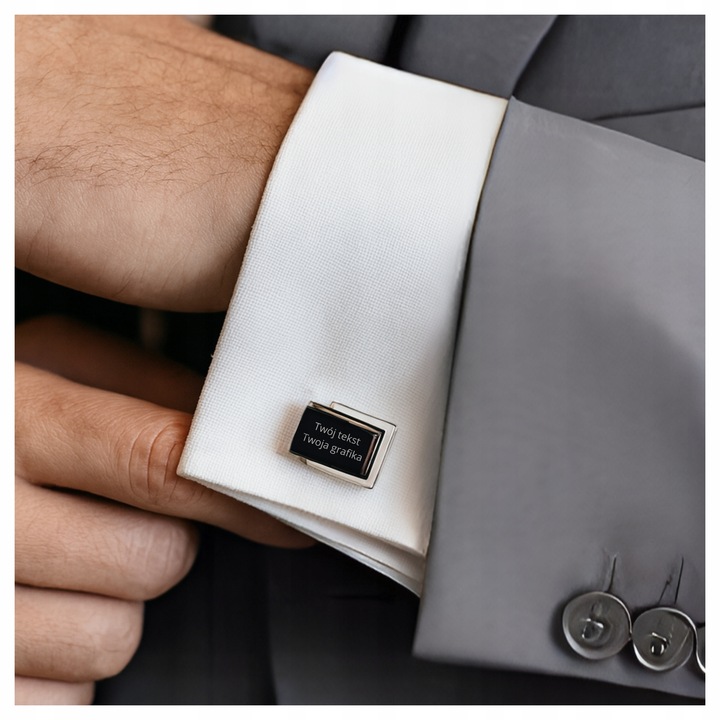 Grawerowane spinki do mankietów koszuli z własną grafiką tekstem na prezent