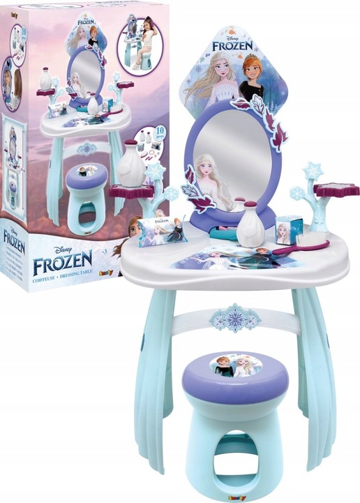 Smoby Toaletka Disney Kraina Lodu Salon Piękności Frozen 10 Akc Taboret