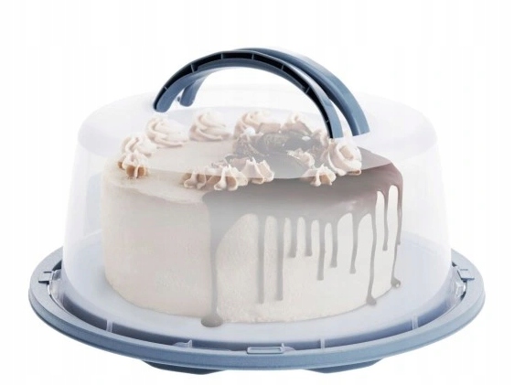 TACA PATERA POJEMNIK TORT CIASTA Z POKRYWĄ UCHWYTEM DO PRZENOSZENIA