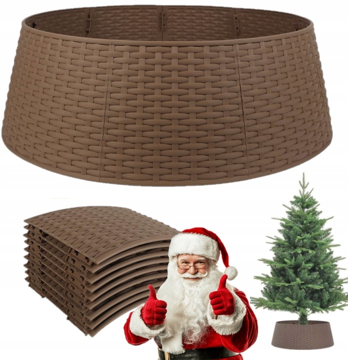 OSŁONA POD CHOINKĘ NA ŚWIĘTA STOJAK CHOINKOWY EFEKT RATTAN SKŁADANA OSŁONKA
