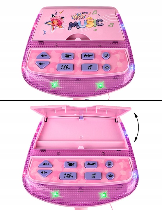 ZESTAW DO KARAOKE DLA DZIECI MIKROFON + REGULOWANY STATYW EFEKTY DŹWIĘK MP3