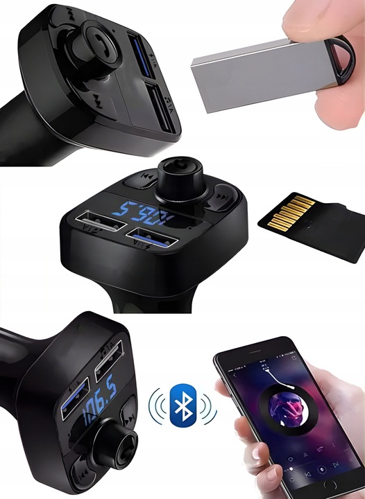 TRANSMITER BLUETOOTH FM MP3 ŁADOWARKA ODTWARZACZ TRANSMITER BT AUDIO