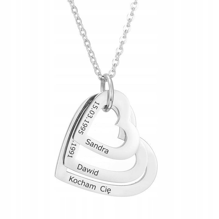 Srebrny NASZYJNIK dla MAMY SERCE imiona dzieci GRAWER dla