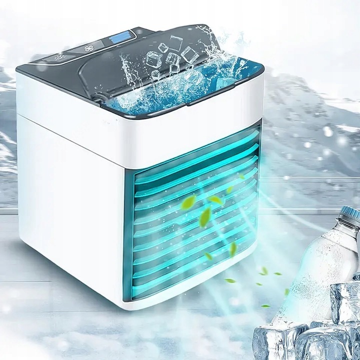 PRZENOŚNY MAŁY KLIMATYZER USB NA WODĘ i LÓD 3W1 KLIMATOR DO DOMU WENTYLATOR