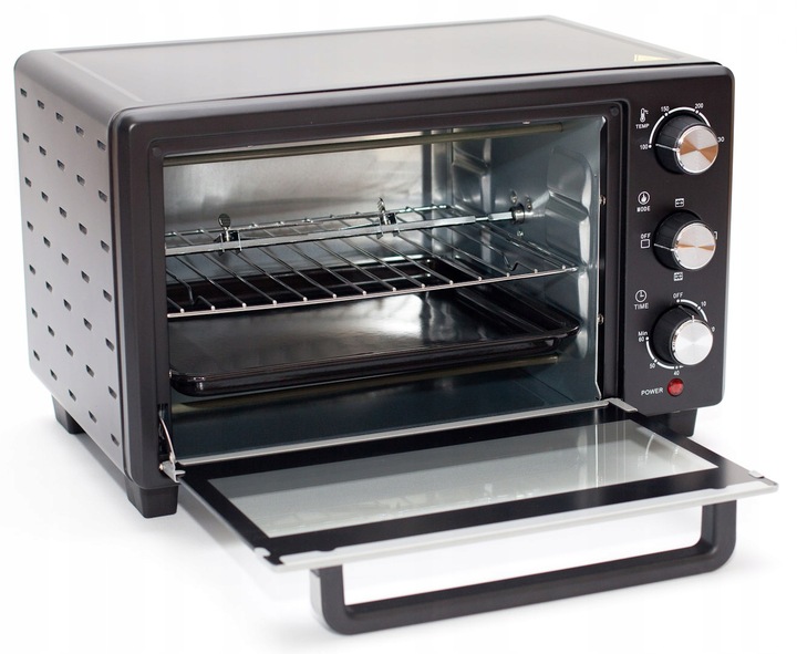 MINI PIEKARNIK ELEKTRYCZNY WOLNOSTOJĄCY 25L BERLINGER GRILL ROŻNO PRZENOŚNY