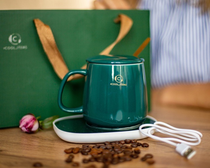 KUBEK DO KAWY HERBATY PODGRZEWACZ USB ŁYŻKA KABEL PREZENT DLA NAUCZYCIELA