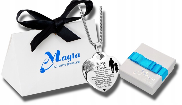 Łańcuszek ZAWIESZKA Serce Srebrny NASZYJNIK Dla CÓRKI od Taty GRAWER BOX