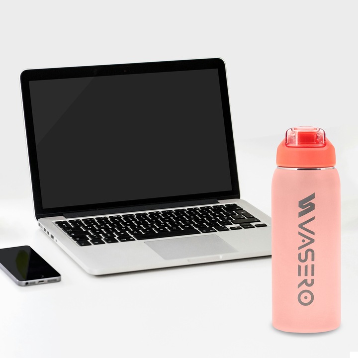 KUBEK TERMICZNY BIDON TERMOS PRÓŻNIOWY 750ml blokada uchwyt ustnik + SŁOMKA