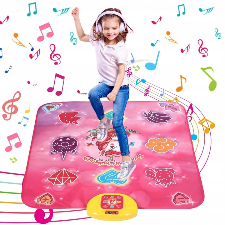 JEDNOROŻEC MATA DO TAŃCA MUZYCZNEGO DLA DZIECI 5 TRYBÓW 3 POZIOMY 100x87cm