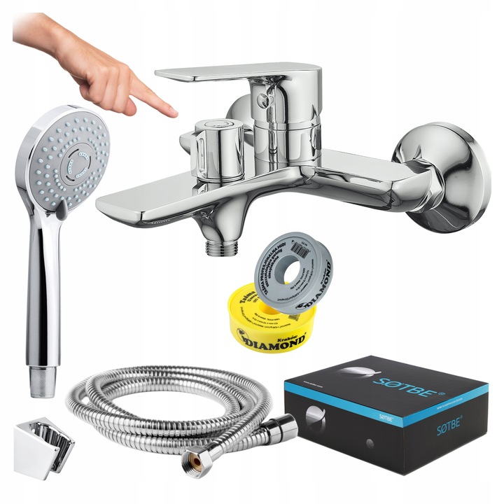 Wannowe baterie ścienne Kran do wanny ceramiczny przełącznik SOTBE NEA-BWO