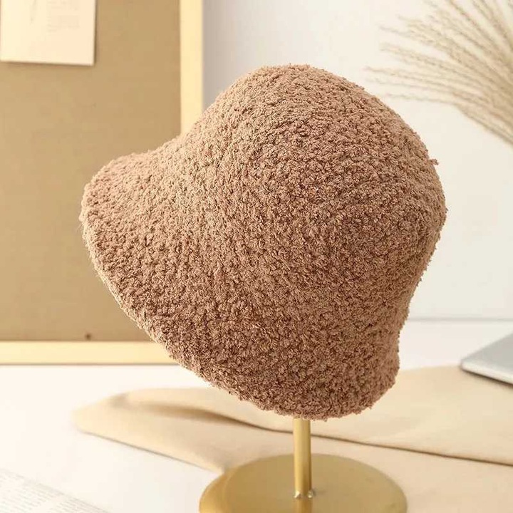 BUCKET HAT KAPELUSZ JESIEŃ ZIMA WIOSNA BOUCLE BUKLA BARANEK BEAR KOL 3006