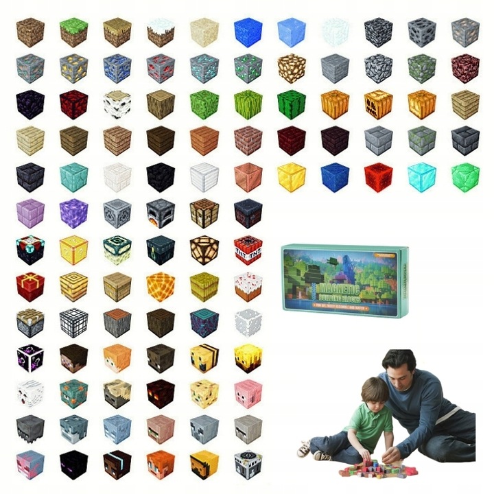 KLOCKI MAGNETYCZNY Minecraft DLA DZIECI ZABAWKA ZESTAW 100eL