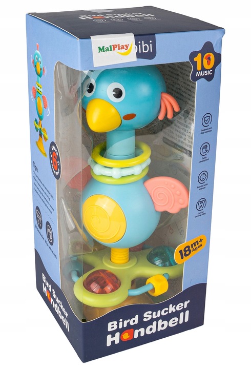 GRZECHOTKA PTAK ZABAWKA SENSORYCZNA WESOŁY PTASZEK Z PRZYSSAWKĄ NA BATERIE