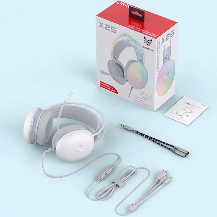 ONIKUMA X25 SŁUCHAWKI GAMINGOWE NAUSZNE PRZEWODOWE Z MIKROFONEM DO PC RGB