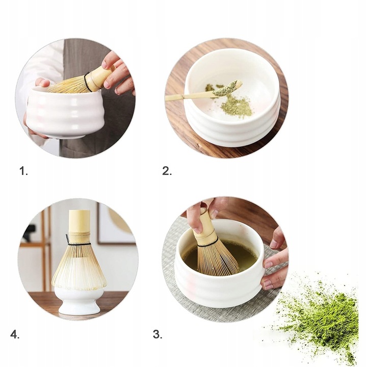 Zestaw prezentowy do herbaty matcha czarka miotełka podstawka łyżeczka
