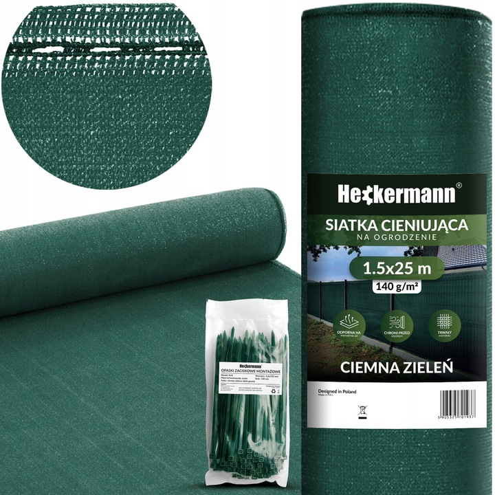 SIATKA CIENIUJĄCA MASKUJĄCA 90% NA OGRODZENIE PŁOT OSŁONOWA UV 1,5x25m 140g