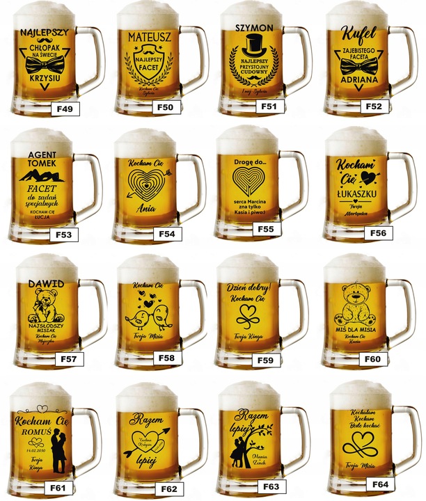 Kufel do piwa z grawerem NA DZIEŃ MĘŻCZYZNY WALENTYNKI Urodziny inne okazje