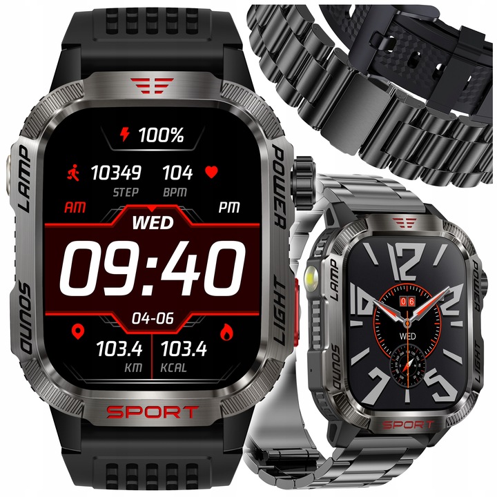 SMARTWATCH MĘSKI MILITARNY ZEGAREK POLSKIE MENU ROZMOWY 600 MAH SMART WATCH
