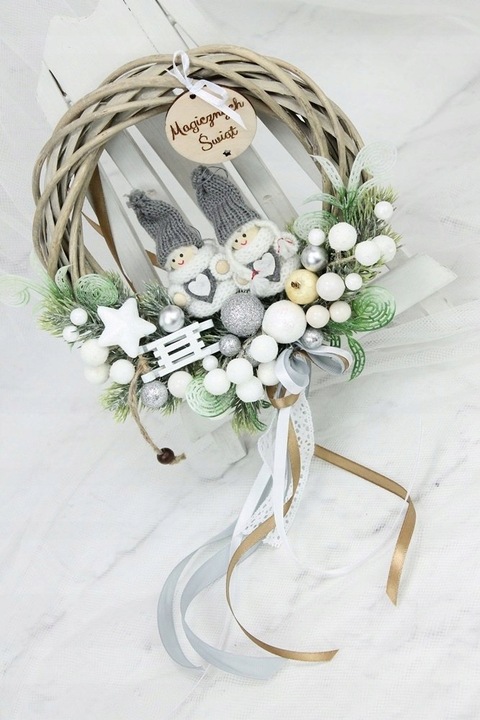 Wianek świąteczny wieniec stroik na drzwi ozdoba