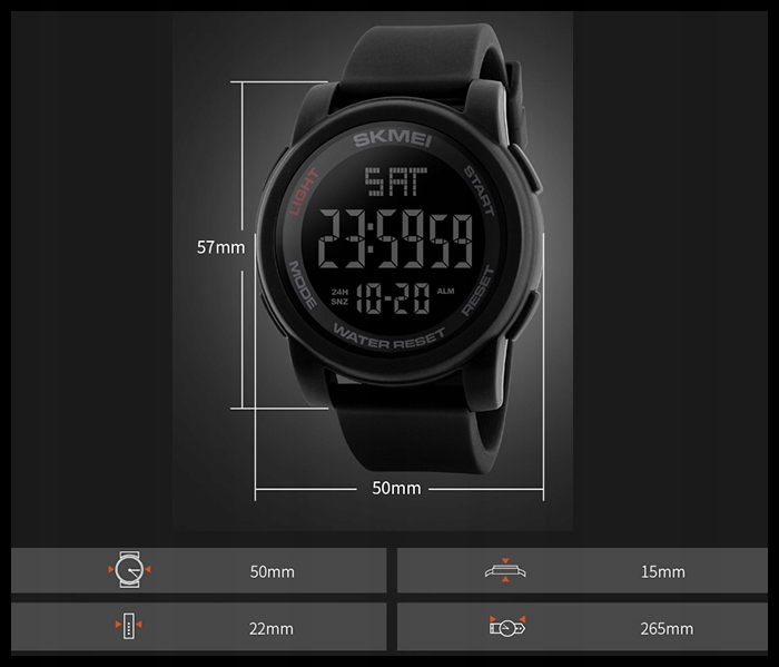 Zegarek męski elektroniczny wiele funkcji duża tarcza