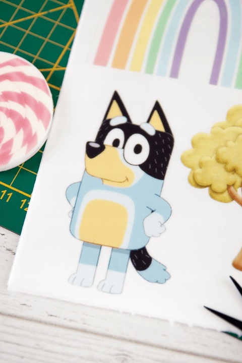 Wydruk Opłatek Tort Zestaw BLUEY 8 El + GRATIS Tabliczka Napisem BLUE