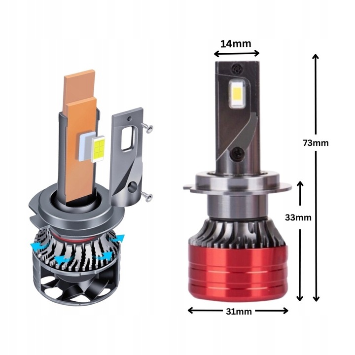 ŻARÓWKI V13 LED H7 BARDZO MOCNE 22000LM CANBUS 6000K
