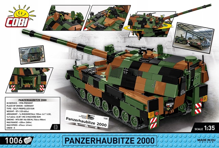 KLOCKI COBI 2628 Czołg PANZERHAUBITZE 2000 Niemiecka Samobieżna haubica