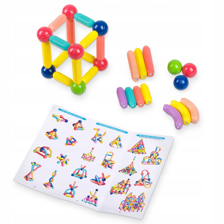 DUŻE KLOCKI MAGNETYCZNE KONSTRUKCYJNE EDUKACYJNE STICKS PATYCZKI XXL 98 ele