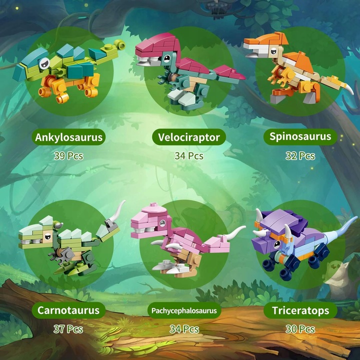 KLOCKI KONSTRUKCYJNE 12w1 DINOZAURY DINO ZABAWA KALENDARZ ADWENTOWY PREZENT