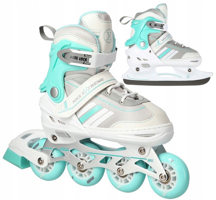 NILS 2w1 Łyżworolki Rolki Regulowane Łyżwy Hokejowe Damskie