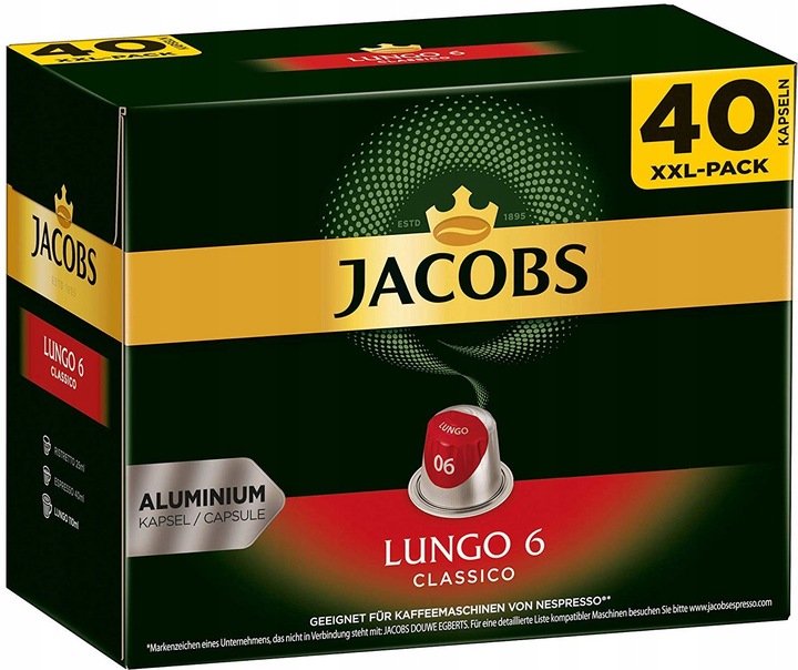 KAWA NESPRESSO JACOBS LUNGO CLASSICO 40st XXL-PACK
