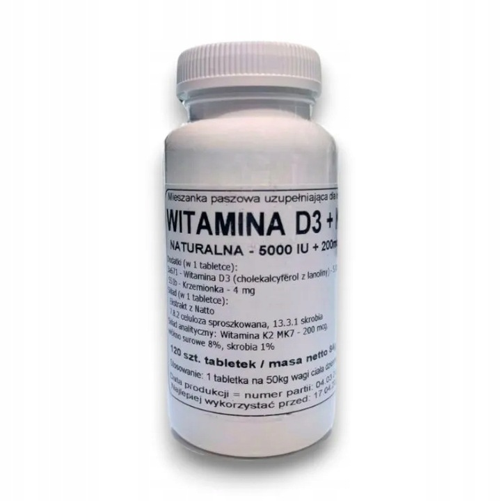 Podkowa Witamina D3 5000 IU + K2 MK7 120 tab. | Wsparcie Kości i Stawów