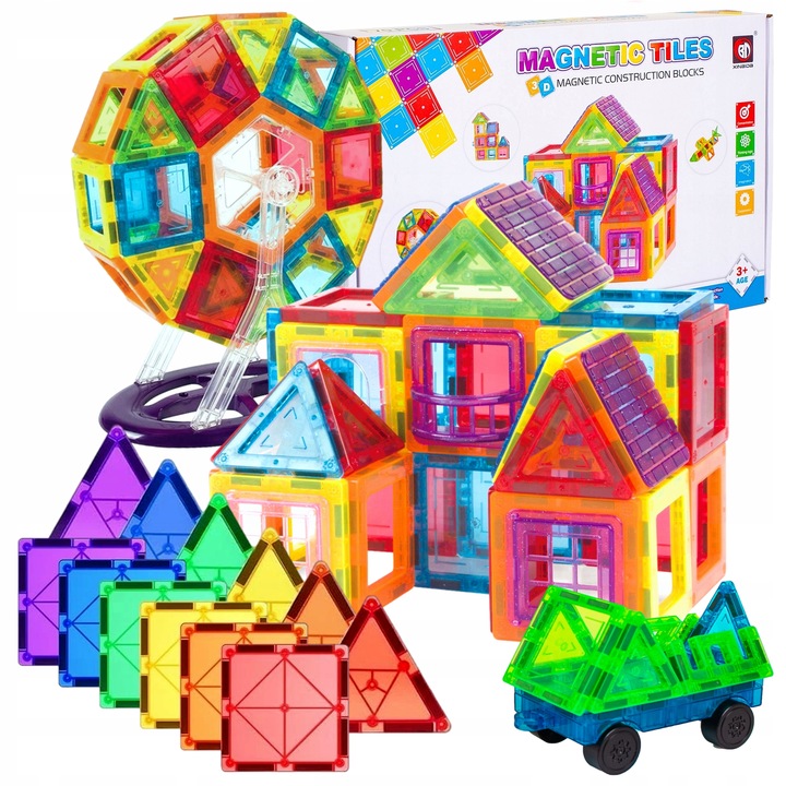 KLOCKI MAGNETYCZNE Duże 3D Magnetic Tiles Konstrukcyjne zestaw XXL 80 el