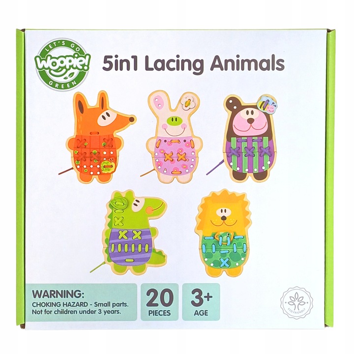 DREWNIANA SZNUROWANKA PRZEPLATANKA NAWLEKANKA MONTESSORI 5W1 EDU WOOPIE